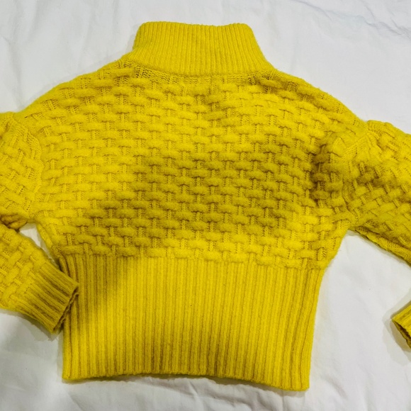 Anthropologie Buttercup Yellow Textured Knit Sweater Zip Cardigan XSP MSRP $158 - Picture 7 of 7